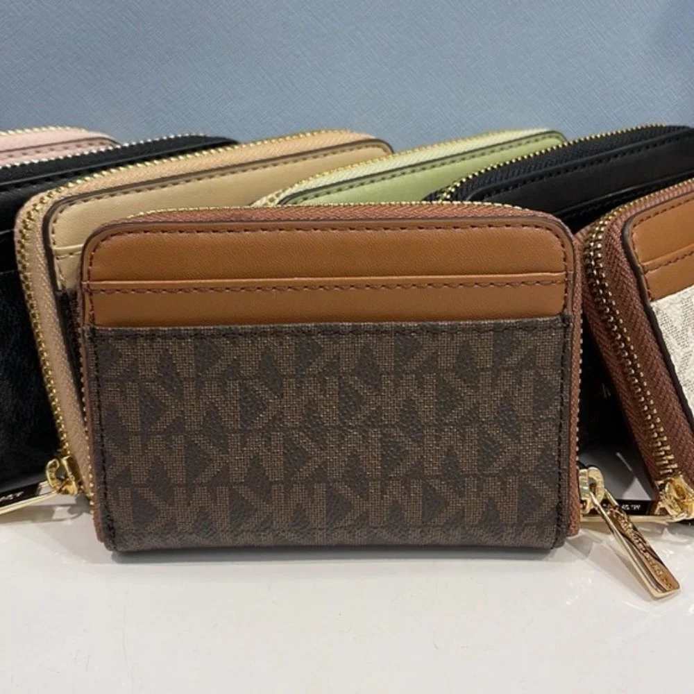 Michael Kors Jet Set Travel Medium Zip Around Card Case Brown